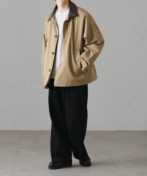 epnok（エプノック）の「Soutien Collor Half Coat/ステンカラーハーフコート（ステンカラーコート・メンズ・ブラック/ベージュ・MEDIUM/LARGE）」の12枚目の写真