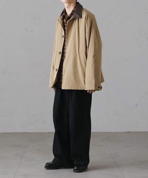 epnok（エプノック）の「Soutien Collor Half Coat/ステンカラーハーフコート（ステンカラーコート・メンズ・ブラック/ベージュ・MEDIUM/LARGE）」の8枚目の写真