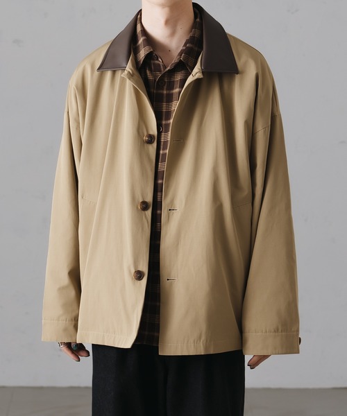 epnok（エプノック）の「Soutien Collor Half Coat/ステンカラーハーフコート（ステンカラーコート・メンズ・ブラック/ベージュ・MEDIUM/LARGE）」の3枚目の写真