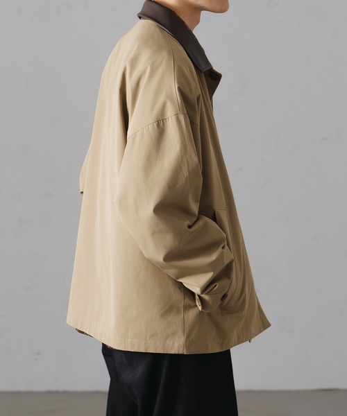 epnok（エプノック）の「Soutien Collor Half Coat/ステンカラーハーフコート（ステンカラーコート・メンズ・ブラック/ベージュ・MEDIUM/LARGE）」の4枚目の写真