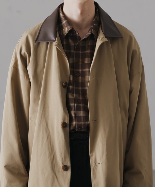 epnok（エプノック）の「Soutien Collor Half Coat/ステンカラーハーフコート（ステンカラーコート・メンズ・ブラック/ベージュ・MEDIUM/LARGE）」の17枚目の写真