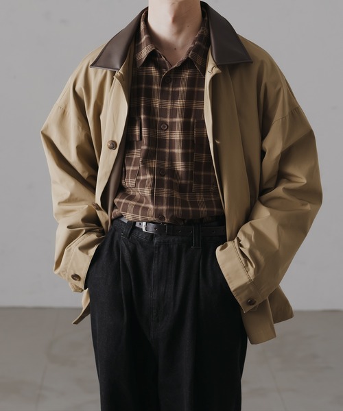 epnok（エプノック）の「Soutien Collor Half Coat/ステンカラーハーフコート（ステンカラーコート・メンズ・ブラック/ベージュ・MEDIUM/LARGE）」の6枚目の写真