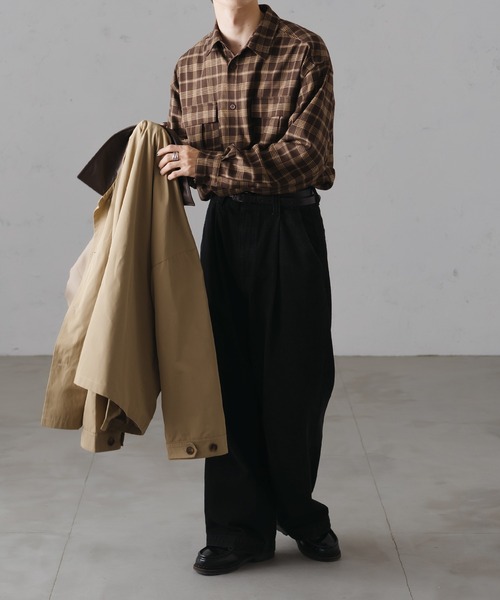 epnok（エプノック）の「Soutien Collor Half Coat/ステンカラーハーフコート（ステンカラーコート・メンズ・ブラック/ベージュ・MEDIUM/LARGE）」の13枚目の写真