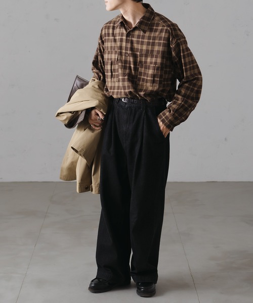 epnok（エプノック）の「Soutien Collor Half Coat/ステンカラーハーフコート（ステンカラーコート・メンズ・ブラック/ベージュ・MEDIUM/LARGE）」の14枚目の写真