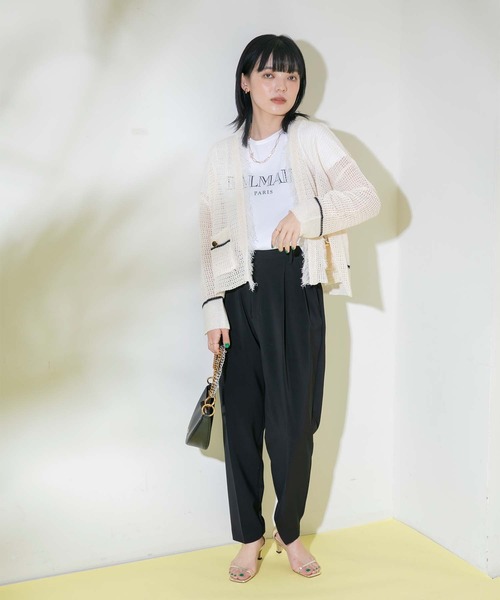 Eimee Law（エイミーロウ）の「ニットツイードショートカーデ（カーディガン/ボレロ・レディース・アイボリー/ブラック・38）」の11枚目の写真