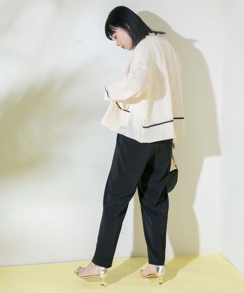 Eimee Law（エイミーロウ）の「ニットツイードショートカーデ（カーディガン/ボレロ・レディース・アイボリー/ブラック・38）」の5枚目の写真
