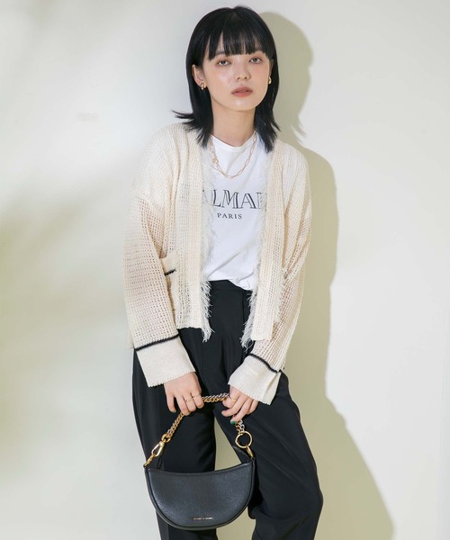 Eimee Law（エイミーロウ）の「ニットツイードショートカーデ（カーディガン/ボレロ・レディース・アイボリー/ブラック・38）」の16枚目の写真