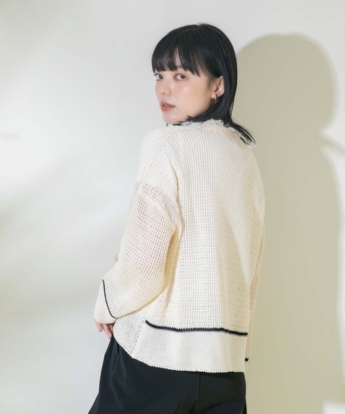 Eimee Law（エイミーロウ）の「ニットツイードショートカーデ（カーディガン/ボレロ・レディース・アイボリー/ブラック・38）」の9枚目の写真