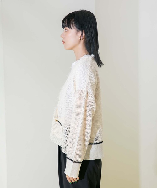 Eimee Law（エイミーロウ）の「ニットツイードショートカーデ（カーディガン/ボレロ・レディース・アイボリー/ブラック・38）」の17枚目の写真