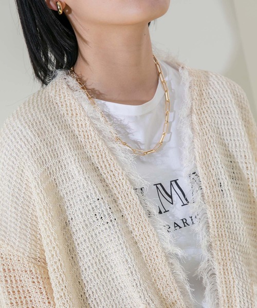 Eimee Law（エイミーロウ）の「ニットツイードショートカーデ（カーディガン/ボレロ・レディース・アイボリー/ブラック・38）」の13枚目の写真