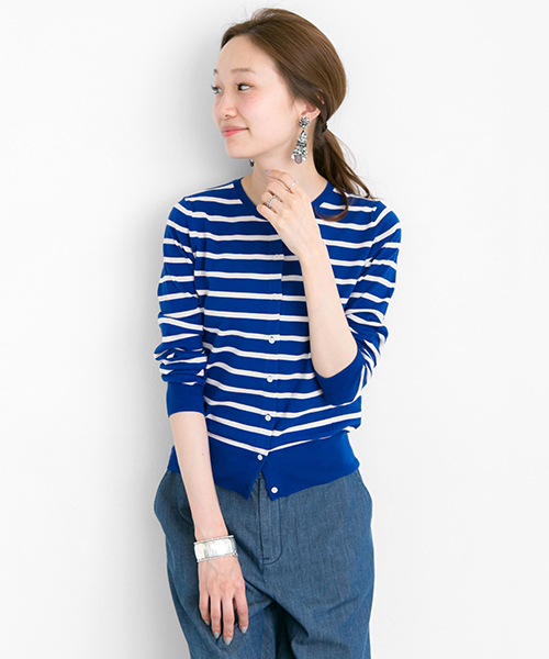 URBAN RESEARCH（アーバンリサーチ）の「UR HIGH GAUZE KNIT CARDIGAN（カーディガン/ボレロ・レディース・ホワイト/グリーン/ネイビー/レッド/ブルー/ブルー系その他・FREE）」の2枚目の写真