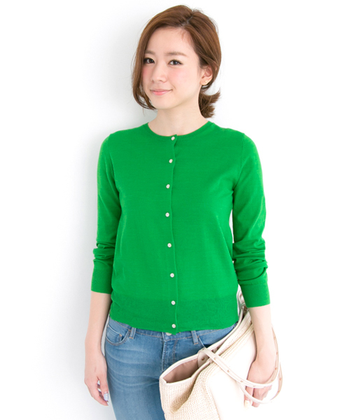 URBAN RESEARCH（アーバンリサーチ）の「UR HIGH GAUZE KNIT CARDIGAN（カーディガン/ボレロ・レディース・ホワイト/グリーン/ネイビー/レッド/ブルー/ブルー系その他・FREE）」の3枚目の写真