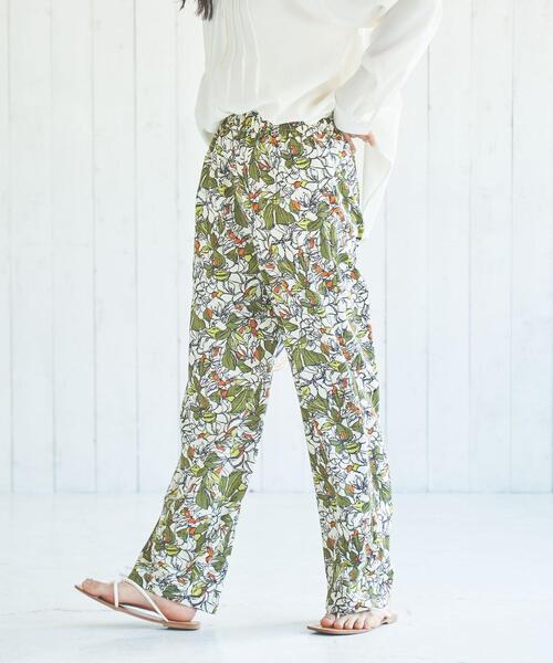 NOBLE ボタニカルプリントストレートパンツ　36 NOBLE ボタニカルプリントストレートパンツ 36