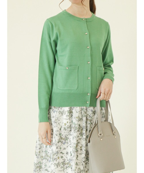 Te chichi（テチチ）の「ポケットクルーネックカーディガン（カーディガン/ボレロ・レディース・ブラック/クリーム/オフホワイト/グリーン・ﾌﾘ-）」の4枚目の写真