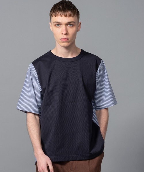MR.OLIVE（ミスターオリーブ）の「サンフォーキン ジャージー& マルチストライプ / ハイブリット 半袖Tシャツ（シャツ/ブラウス・メンズ・ブラック/ネイビー/オフホワイト・SMALL/MEDIUM/LARGE）」の2枚目の写真