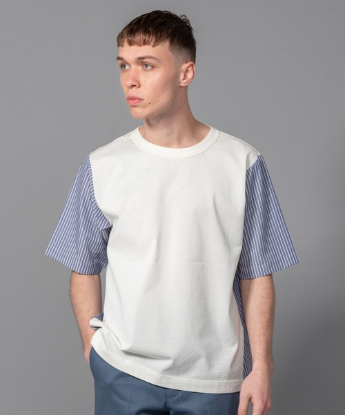 MR.OLIVE（ミスターオリーブ）の「サンフォーキン ジャージー& マルチストライプ / ハイブリット 半袖Tシャツ（シャツ/ブラウス・メンズ・ブラック/ネイビー/オフホワイト・SMALL/MEDIUM/LARGE）」の3枚目の写真