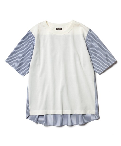 MR.OLIVE（ミスターオリーブ）の「サンフォーキン ジャージー& マルチストライプ / ハイブリット 半袖Tシャツ（シャツ/ブラウス・メンズ・ブラック/ネイビー/オフホワイト・SMALL/MEDIUM/LARGE）」の4枚目の写真