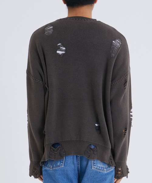 F-LAGSTUF-F（フラグスタフ）の「DAMEGE COTTON SWEATER（ニット/セーター・メンズ・ブラック/グレー・M/L）」の10枚目の写真