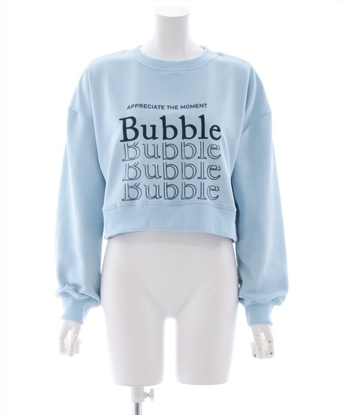 clear（クリア）の「ショート丈刺繍プリントスウェットトップス（スウェット・レディース・サックスブルー/オフホワイト・F）」の12枚目の写真