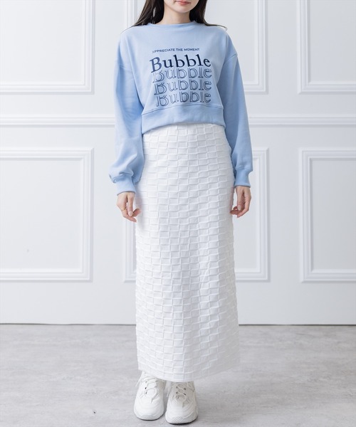 clear（クリア）の「ショート丈刺繍プリントスウェットトップス（スウェット・レディース・サックスブルー/オフホワイト・F）」の20枚目の写真