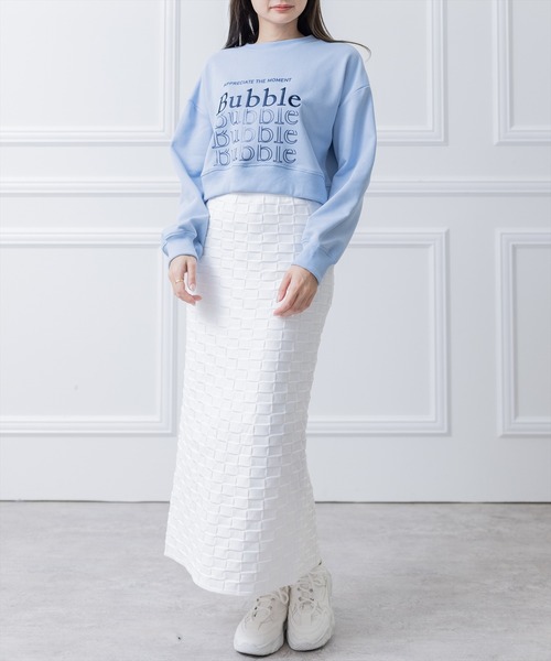 clear（クリア）の「ショート丈刺繍プリントスウェットトップス（スウェット・レディース・サックスブルー/オフホワイト・F）」の19枚目の写真