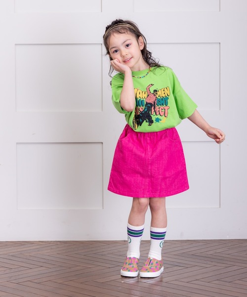 Life Support Products（ライフサポートプロダクツ）の「カラーデニムミニスカート(kids/XS-L)（スカート・キッズ・オフホワイト/オレンジ/ピンク/ライトグリーン・XS/S/M/L）」の6枚目の写真