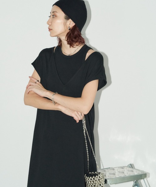 Auntie Rosa Holiday(アンティローザホリデー)の「カットリブアメスリレイヤードワンピース(ワンピース・レディース・ブルー/ブラック/オレンジ・FREE)」の12枚目の写真