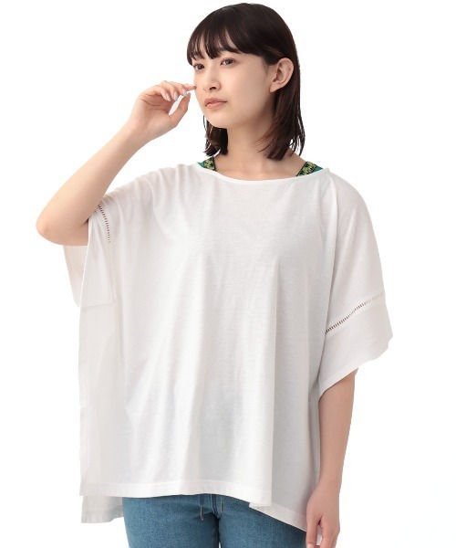チチカカ（チチカカ）の「ポンチョ肩チロリープルオーバー（Tシャツ/カットソー・レディース・チャコールグレー/ホワイト/ピンク/グリーン・FREE）」の10枚目の写真