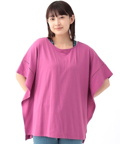 チチカカ（チチカカ）の「ポンチョ肩チロリープルオーバー（Tシャツ/カットソー・レディース・チャコールグレー/ホワイト/ピンク/グリーン・FREE）」の13枚目の写真