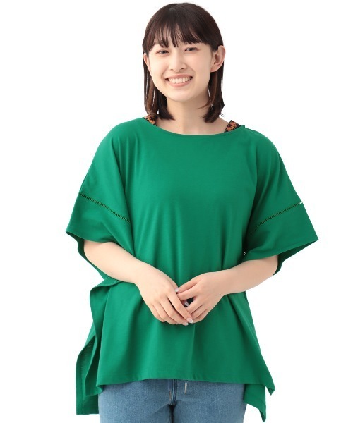 チチカカ（チチカカ）の「ポンチョ肩チロリープルオーバー（Tシャツ/カットソー・レディース・チャコールグレー/ホワイト/ピンク/グリーン・FREE）」の12枚目の写真