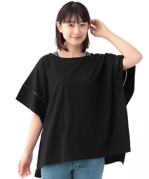 チチカカ（チチカカ）の「ポンチョ肩チロリープルオーバー（Tシャツ/カットソー・レディース・チャコールグレー/ホワイト/ピンク/グリーン・FREE）」の11枚目の写真