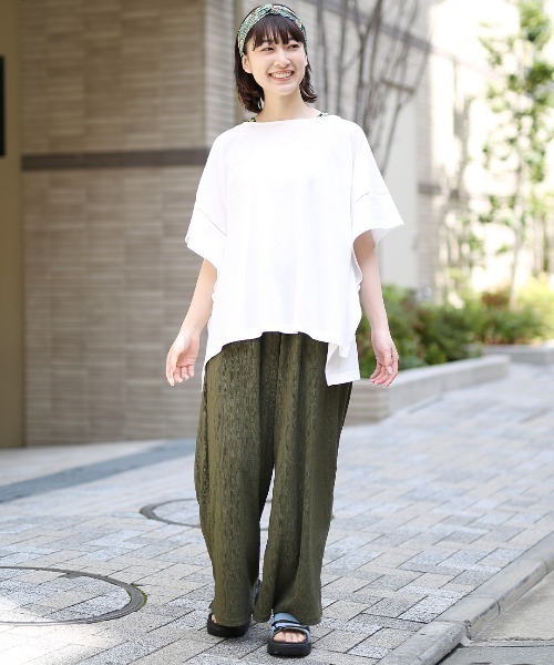 チチカカ（チチカカ）の「ポンチョ肩チロリープルオーバー（Tシャツ/カットソー・レディース・チャコールグレー/ホワイト/ピンク/グリーン・FREE）」の5枚目の写真