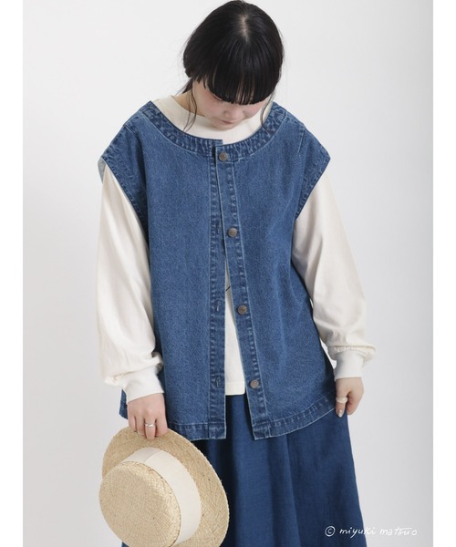 Samansa Mos2（サマンサ モスモス）の「【miyuki matsuo × SamansaMos2】ロングTシャツ（Tシャツ/カットソー・レディース・チャコール/キナリ/オフホワイト・ﾌﾘ-）」の11枚目の写真