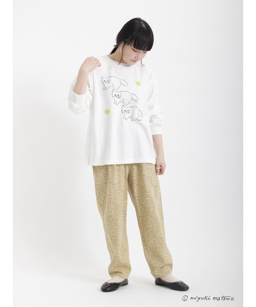 Samansa Mos2（サマンサ モスモス）の「【miyuki matsuo × SamansaMos2】ロングTシャツ（Tシャツ/カットソー・レディース・チャコール/キナリ/オフホワイト・ﾌﾘ-）」の14枚目の写真