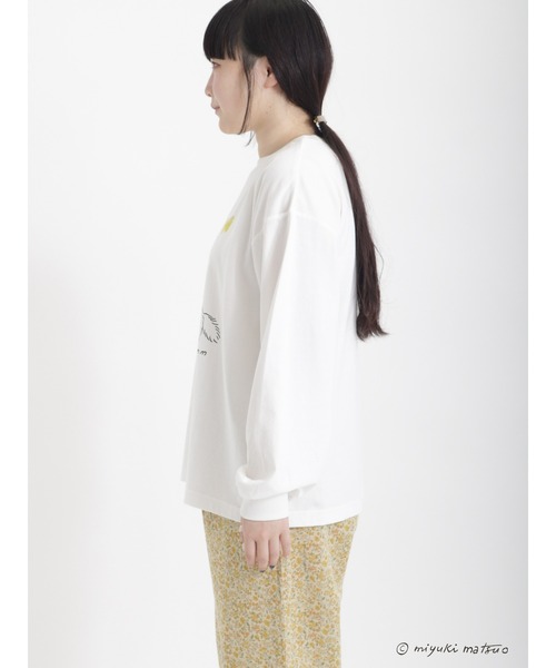 Samansa Mos2（サマンサ モスモス）の「【miyuki matsuo × SamansaMos2】ロングTシャツ（Tシャツ/カットソー・レディース・チャコール/キナリ/オフホワイト・ﾌﾘ-）」の18枚目の写真