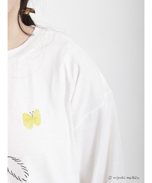 Samansa Mos2（サマンサ モスモス）の「【miyuki matsuo × SamansaMos2】ロングTシャツ（Tシャツ/カットソー・レディース・チャコール/キナリ/オフホワイト・ﾌﾘ-）」の21枚目の写真