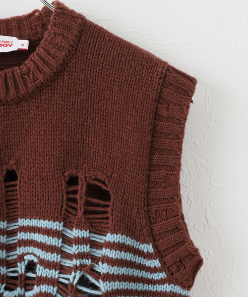 UNFOLLOW(アンフォロー)の「【Charles Jeffrey LOVERBOY 】MEGA SHRED VEST(ベスト・メンズ・アイボリー/ブルー系その他・SMALL)」の15枚目の写真