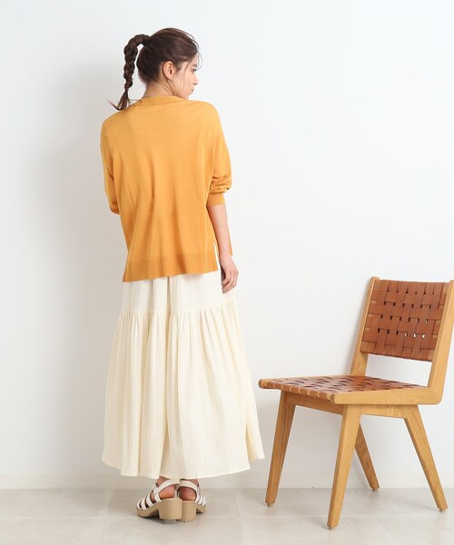 DRESKIP（ドレスキップ）の「◆【大人の揺れ感】しぼしぼティアードスカート（スカート・レディース・黄緑系/ブラック/ブルー/オフホワイト・03/04/02）」の7枚目の写真