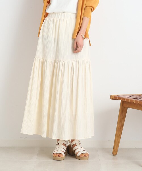 DRESKIP（ドレスキップ）の「◆【大人の揺れ感】しぼしぼティアードスカート（スカート・レディース・黄緑系/ブラック/ブルー/オフホワイト・03/04/02）」の8枚目の写真