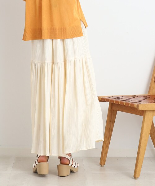 DRESKIP（ドレスキップ）の「◆【大人の揺れ感】しぼしぼティアードスカート（スカート・レディース・黄緑系/ブラック/ブルー/オフホワイト・03/04/02）」の10枚目の写真