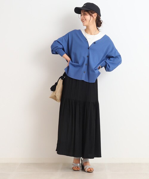 DRESKIP（ドレスキップ）の「◆【大人の揺れ感】しぼしぼティアードスカート（スカート・レディース・黄緑系/ブラック/ブルー/オフホワイト・03/04/02）」の11枚目の写真