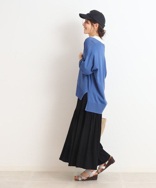 DRESKIP（ドレスキップ）の「◆【大人の揺れ感】しぼしぼティアードスカート（スカート・レディース・黄緑系/ブラック/ブルー/オフホワイト・03/04/02）」の12枚目の写真