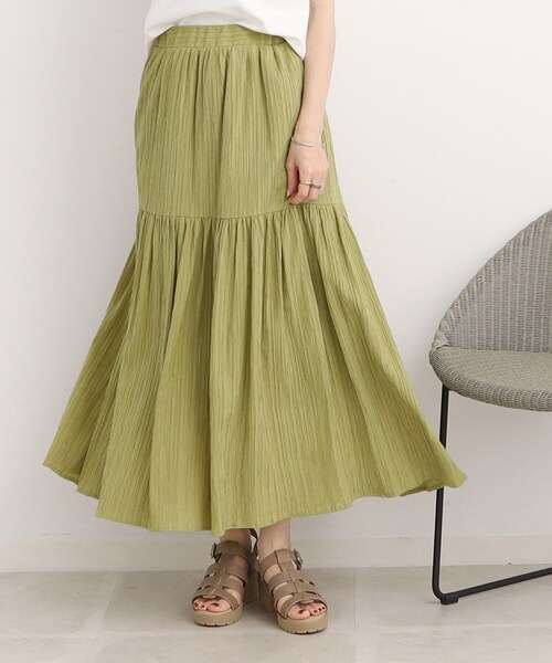 DRESKIP（ドレスキップ）の「◆【大人の揺れ感】しぼしぼティアードスカート（スカート・レディース・黄緑系/ブラック/ブルー/オフホワイト・03/04/02）」の19枚目の写真