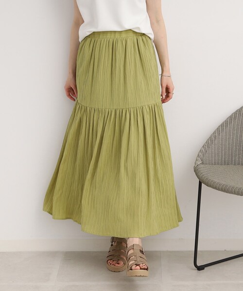 DRESKIP（ドレスキップ）の「◆【大人の揺れ感】しぼしぼティアードスカート（スカート・レディース・黄緑系/ブラック/ブルー/オフホワイト・03/04/02）」の20枚目の写真