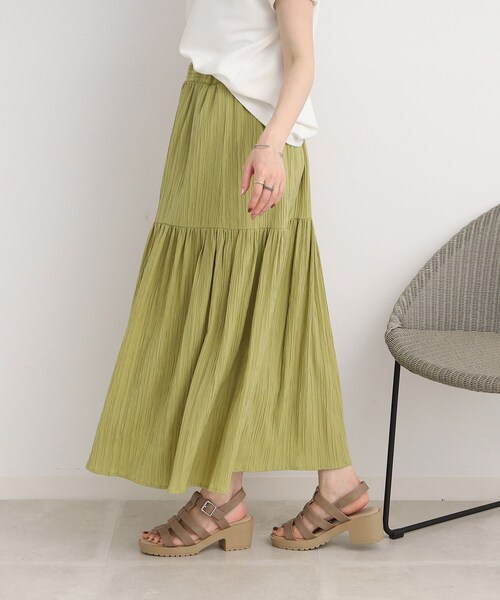 DRESKIP（ドレスキップ）の「◆【大人の揺れ感】しぼしぼティアードスカート（スカート・レディース・黄緑系/ブラック/ブルー/オフホワイト・03/04/02）」の21枚目の写真