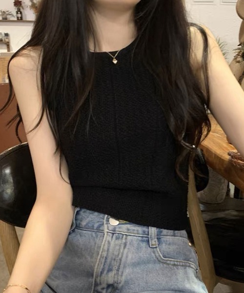 SPIGA（スピーガ）の「ｶｷﾞ針編みﾀﾝｸﾄｯﾌﾟ（タンクトップ・レディース・パープル/ホワイト/ブラウン/ブラック・FREE）」の6枚目の写真