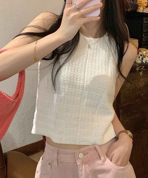 SPIGA（スピーガ）の「ｶｷﾞ針編みﾀﾝｸﾄｯﾌﾟ（タンクトップ・レディース・パープル/ホワイト/ブラウン/ブラック・FREE）」の12枚目の写真