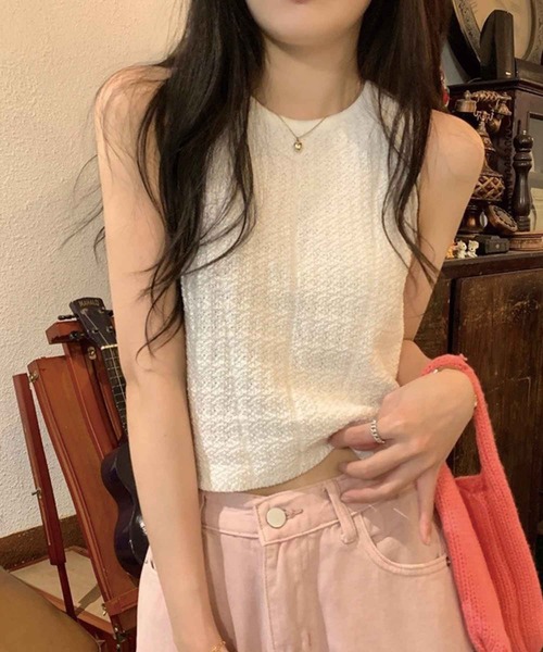 SPIGA（スピーガ）の「ｶｷﾞ針編みﾀﾝｸﾄｯﾌﾟ（タンクトップ・レディース・パープル/ホワイト/ブラウン/ブラック・FREE）」の9枚目の写真