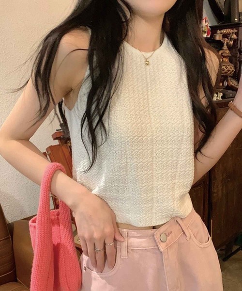 SPIGA（スピーガ）の「ｶｷﾞ針編みﾀﾝｸﾄｯﾌﾟ（タンクトップ・レディース・パープル/ホワイト/ブラウン/ブラック・FREE）」の8枚目の写真