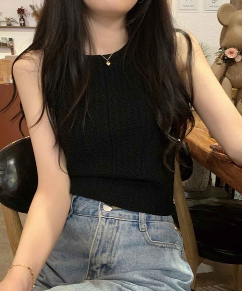 SPIGA（スピーガ）の「ｶｷﾞ針編みﾀﾝｸﾄｯﾌﾟ（タンクトップ・レディース・パープル/ホワイト/ブラウン/ブラック・FREE）」の7枚目の写真